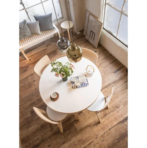 artek Aalto 90A Rundt Bord Birk/Hvid Laminat