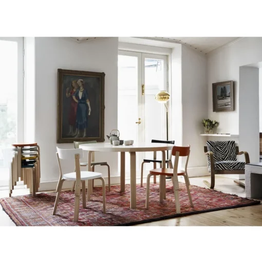 artek Aalto 90A Rundt Bord Birk/Hvid Laminat