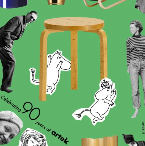 Artek Stool 60 Anniversary Edition Artek + Moomin Birk/Honning