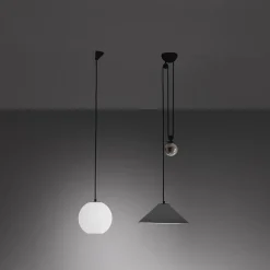 Artemide Aggregato SaliscendiØ38 Opal Skárm med Ekstra Rosette Hvid