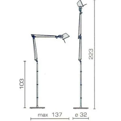 Artemide Tolomeo Gulvlampe Aluminium