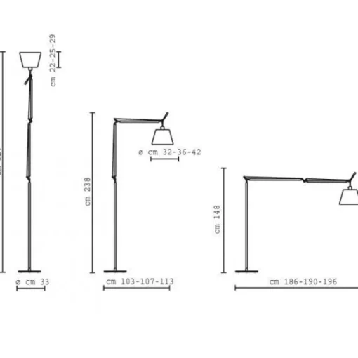 Artemide Tolomeo Mega Gulvlampe Satin 36 cm Skárm med Lysdámper