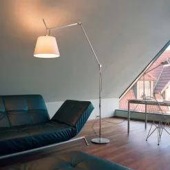 Artemide Tolomeo Mega Gulvlampe Satin 36 cm Skárm med Lysdámper