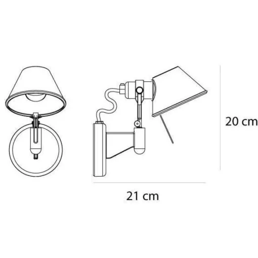 Artemide Tolomeo Micro Faretto LED Váglampe Dámpbar Med Afbryder 2700K Aluminium