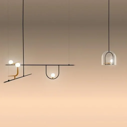 Artemide YANZI Pendel Diff. Gennemsigtig/Hvid/Børstet Messing/Sort