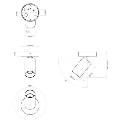 Astro Can 50 Single Loftlampe/Váglampe LED Mat Hvid
