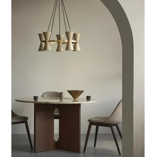 Audo Androgyne SpisebordØ120 cm Mørk Bejdset Egetrá/Kunis Breccia Sand