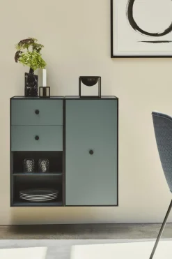 Audo Frame Skab 70 med Hylde & 2 Skuffer Sortbejdset Ask