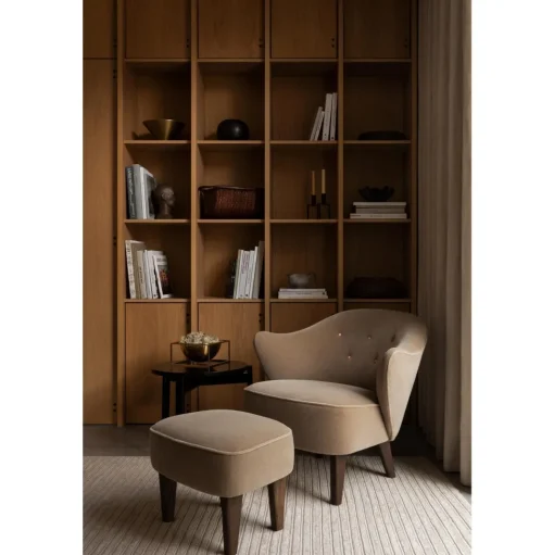 Audo Ingeborg Lánestol Mørkbejdset Eg/Vegetabilske Knapper/0001 Beige