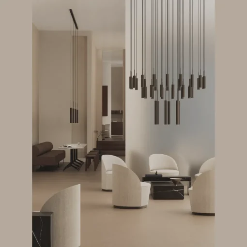 Audo Tubulaire Lysekrone 38 Aluminium/Anodiseret Bronze