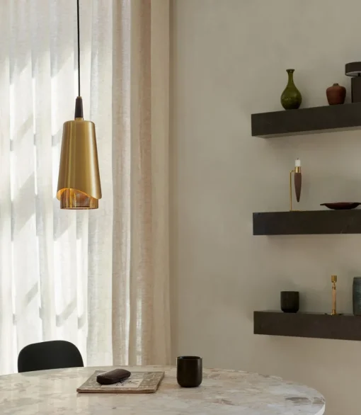 Audo Umanoff Lysestage Poleret Messing/Walnut