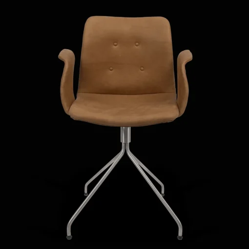 Bent Hansen Primum Spisebordsstol med Armlán Og Swivel Rustfrit Stål/Brandy