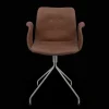Bent Hansen Primum Spisebordsstol med Armlán Og Swivel Rustfrit Stål/Brun