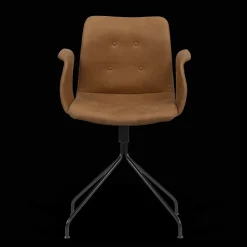 Bent Hansen Primum Spisebordsstol med Armlán Og Swivel Sort/Brandy