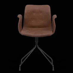 Bent Hansen Primum Spisebordsstol med Armlán Og Swivel Sort/Brun