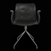 Bent Hansen Primum Spisebordsstol med Armlán Og Swivel Rustfrit Stål/Sort