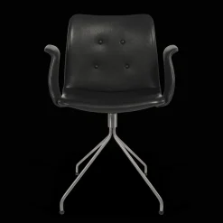 Bent Hansen Primum Spisebordsstol med Armlán Og Swivel Rustfrit Stål/Sort