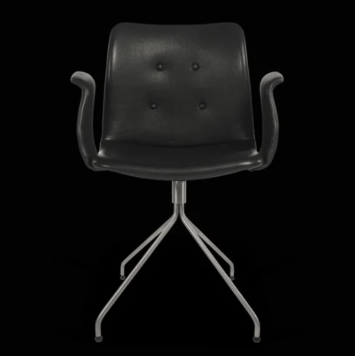 Bent Hansen Primum Spisebordsstol med Armlán Og Swivel Rustfrit Stål/Sort