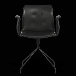 Bent Hansen Primum Spisebordsstol med Armlán Og Swivel Sort/Sort