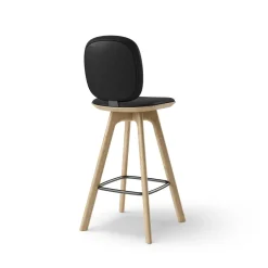Brdr. Krüger Pauline Comfort Barstol H65 Egetrá/Sort Láder
