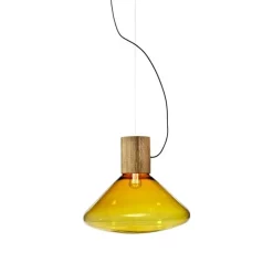 Brokis Muffins Wood 03B Pendel Brunt Glas/Naturlig Eg med Sort Ledning