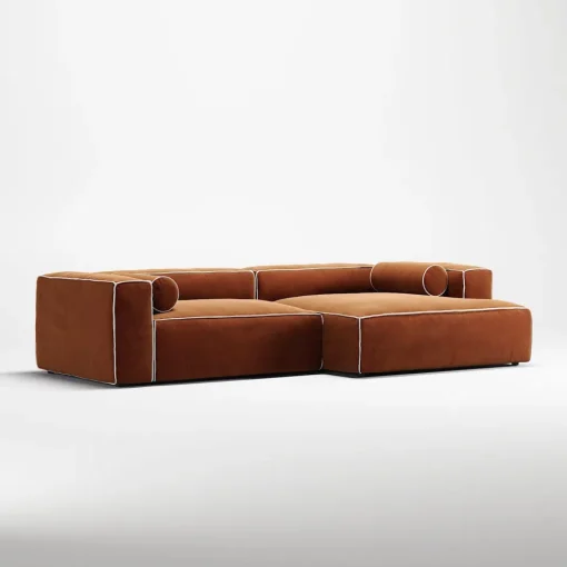 Decotique Grand Hue 3-Personers Sofa Chaiselong Højre Moonwhite/Kobber