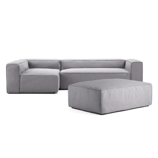 Decotique Grand 4-Personers Sofa Divan Åben Ende Med Fodskammel Venstre Steam/Hvid