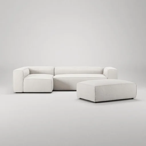 Decotique Grand 4-Personers Sofa Divan Åben Ende Med Fodskammel Venstre Steam/Hvid