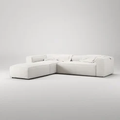 Decotique Grand 4-Personers Sofa Divan Åben Ende Med Fodskammel Venstre Steam/Hvid