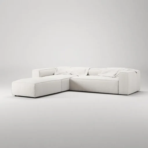 Decotique Grand 4-Personers Sofa Divan Åben Ende Med Fodskammel Venstre Steam/Hvid
