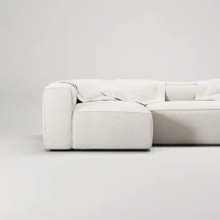 Decotique Grand 4-Personers Sofa Divan Åben Ende Med Fodskammel Venstre Steam/Hvid