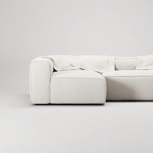 Decotique Grand 4-Personers Sofa Divan Åben Ende Med Fodskammel Venstre Steam/Hvid
