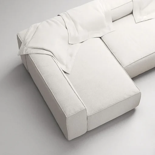 Decotique Grand 4-Personers Sofa Divan Åben Ende Med Fodskammel Venstre Steam/Hvid