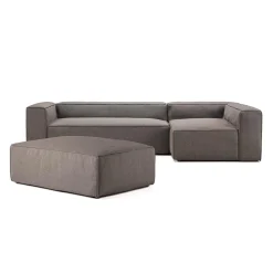 Decotique Grand 4-Personers Sofa Divan Åben Ende Med Fodskammel Højre Steam/Hvid