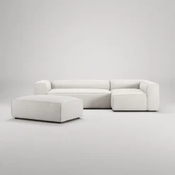Decotique Grand 4-Personers Sofa Divan Åben Ende Med Fodskammel Højre Steam/Hvid
