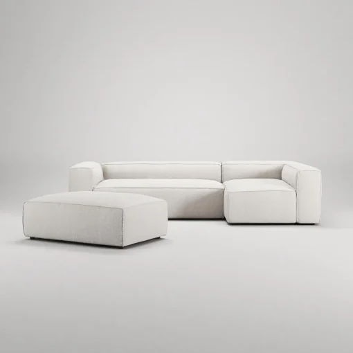 Decotique Grand 4-Personers Sofa Divan Åben Ende Med Fodskammel Højre Steam/Hvid