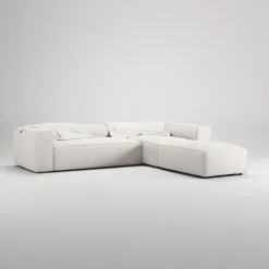 Decotique Grand 4-Personers Sofa Divan Åben Ende Med Fodskammel Højre Steam/Hvid