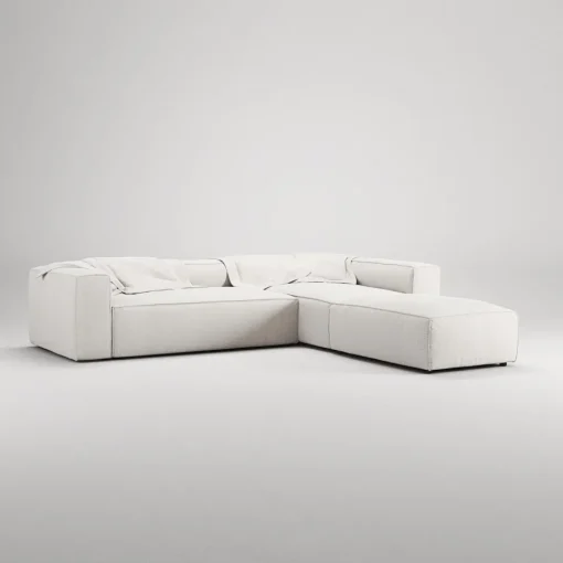 Decotique Grand 4-Personers Sofa Divan Åben Ende Med Fodskammel Højre Steam/Hvid