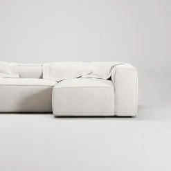 Decotique Grand 4-Personers Sofa Divan Åben Ende Med Fodskammel Højre Steam/Hvid