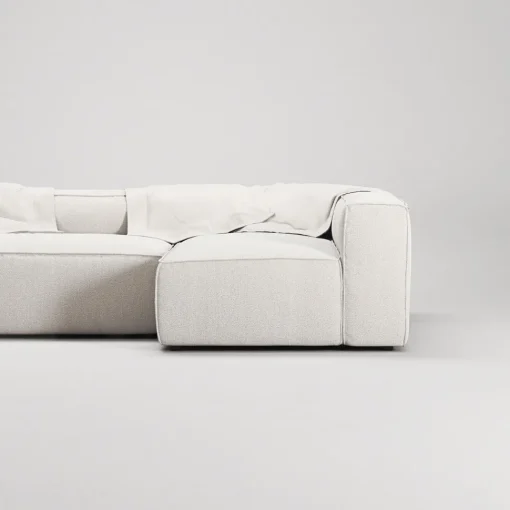 Decotique Grand 4-Personers Sofa Divan Åben Ende Med Fodskammel Højre Steam/Hvid