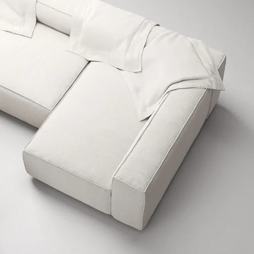 Decotique Grand 4-Personers Sofa Divan Åben Ende Med Fodskammel Højre Steam/Hvid