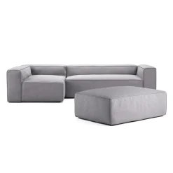 Decotique Grand 4-Personers Sofa Divan Åben Ende Med Fodskammel Venstre Sandshell/Beige