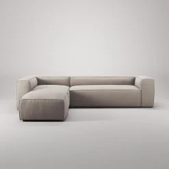 Decotique Grand 4-Personers Sofa Divan Åben Ende Med Fodskammel Venstre Sandshell/Beige