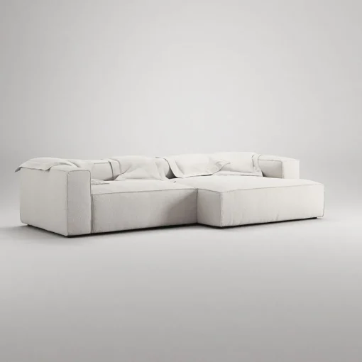 Decotique Grand 3-Personers Sofa Chaiselong Højre Steam/Hvid