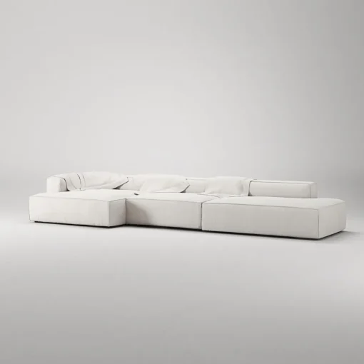 Decotique Grand 5-Personers Sofa Åben Ende Højre Steam/Hvid