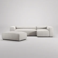 Decotique Grand 4-Personers Sofa Divan Åben Ende Med Fodskammel Højre Moonwhite