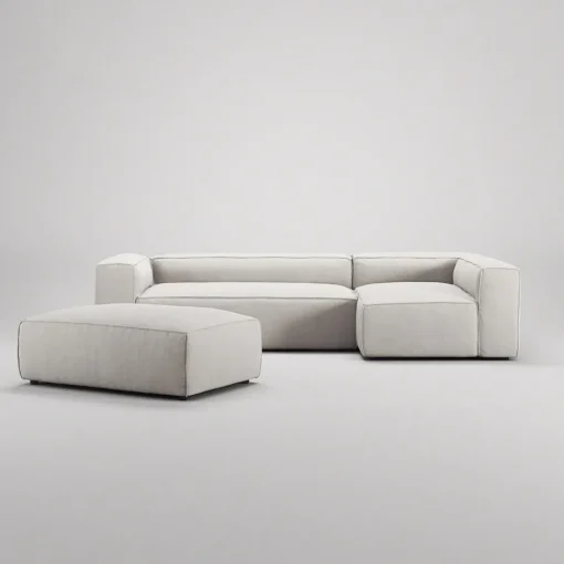 Decotique Grand 4-Personers Sofa Divan Åben Ende Med Fodskammel Højre Moonwhite