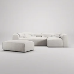 Decotique Grand 4-Personers Sofa Divan Åben Ende Med Fodskammel Højre Moonwhite