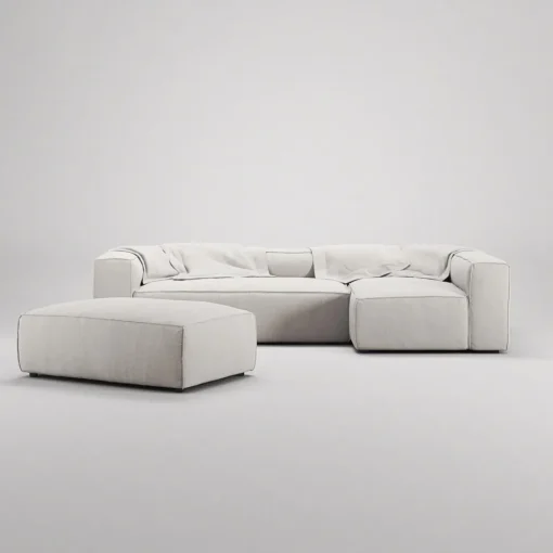 Decotique Grand 4-Personers Sofa Divan Åben Ende Med Fodskammel Højre Moonwhite