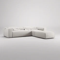 Decotique Grand 4-Personers Sofa Divan Åben Ende Med Fodskammel Højre Moonwhite